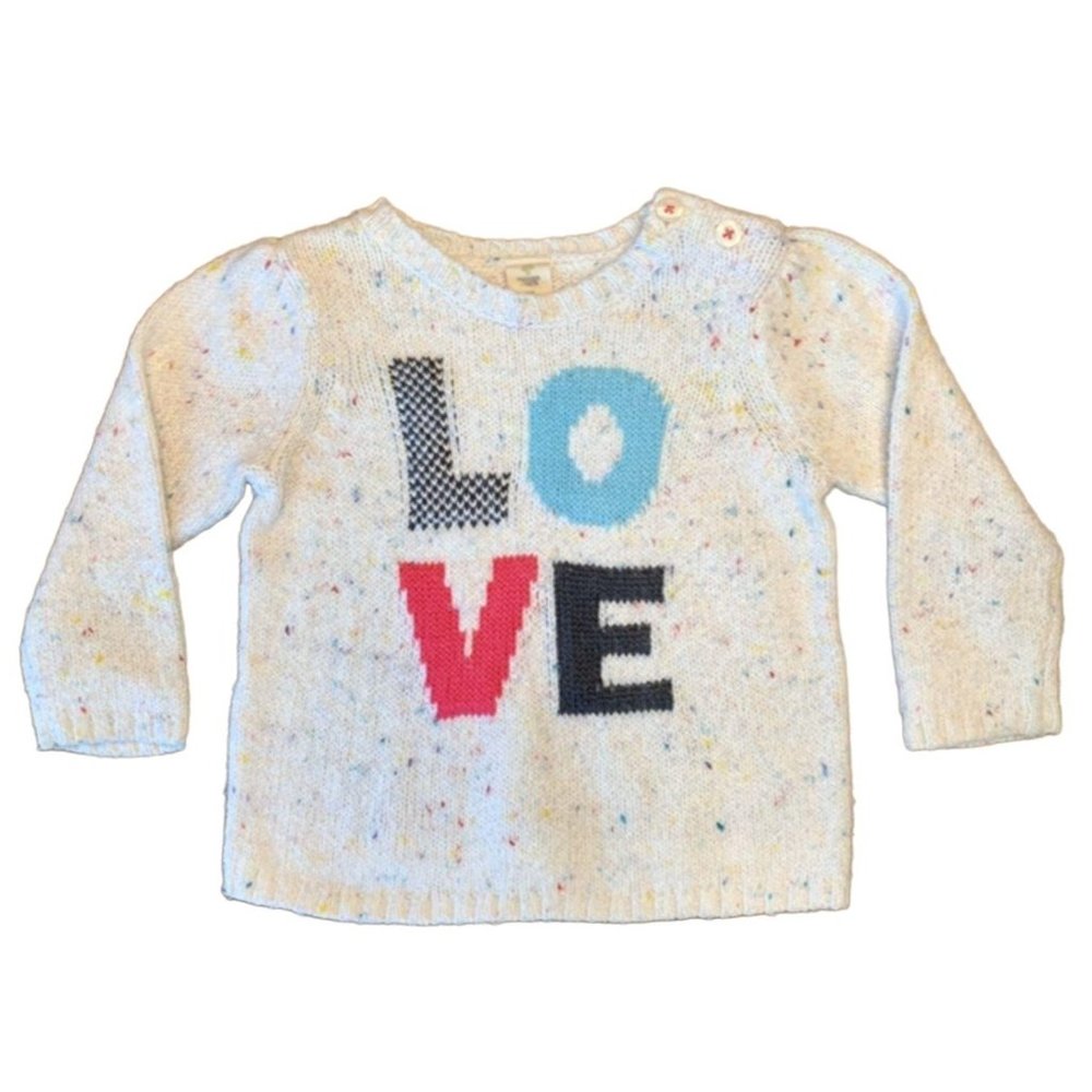 TUCKER + TATE Girls Knit Sweater 6-12 months LOVE Word Infant Baby Girl Speckles